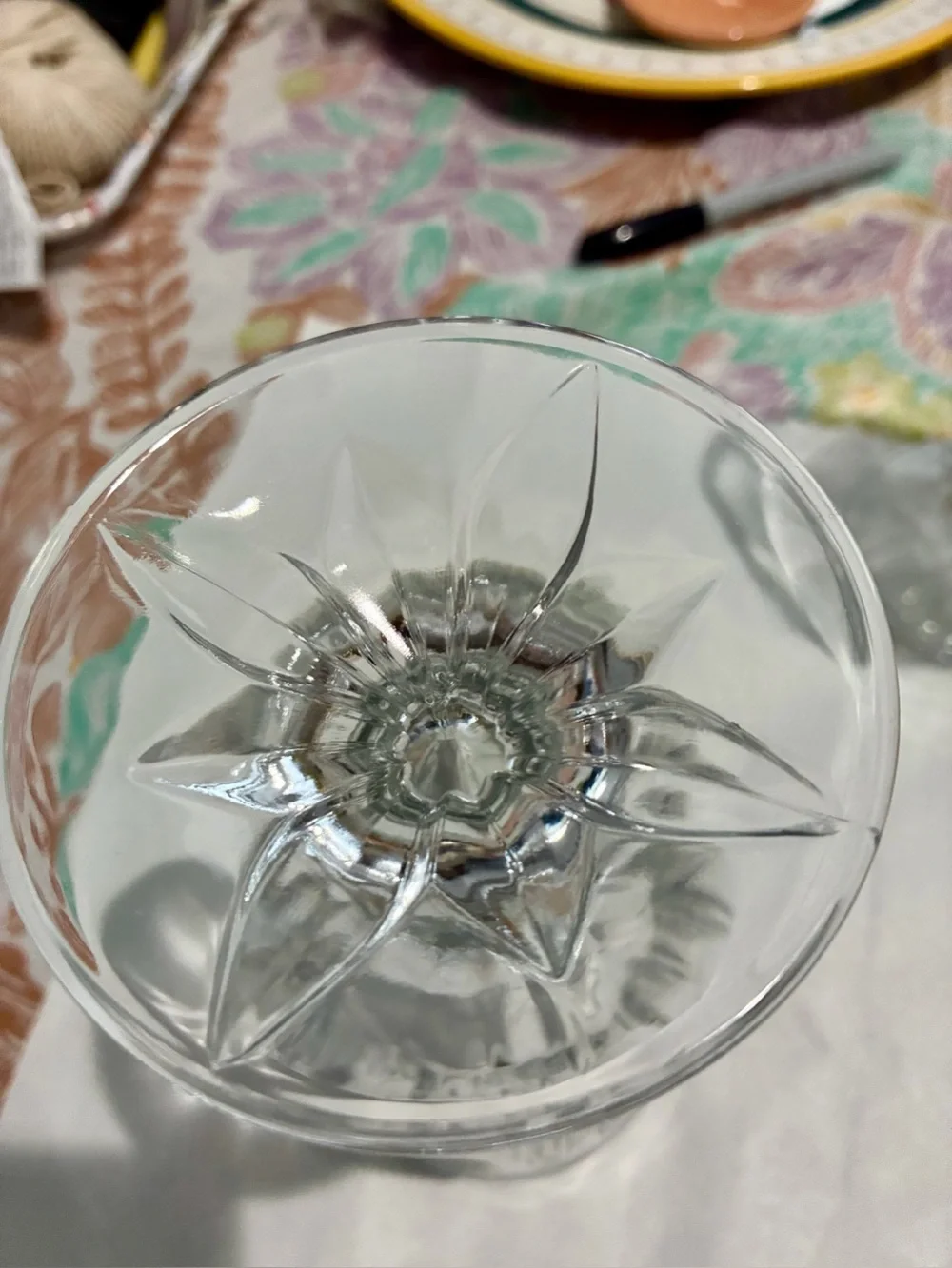 Vintage French Crystal Tulip Water Goblet Set of4. Raised fluted leaf. 14 oz. EC